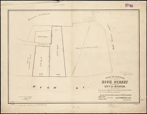 Plan of estates on High Street belonging to the City of Boston