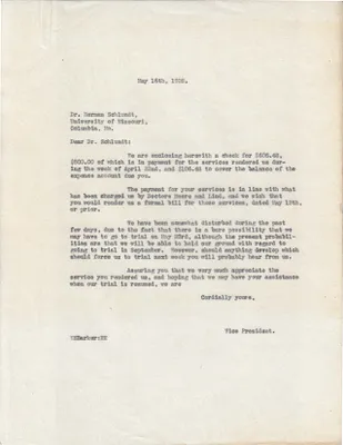 Letters Sent to Dr. Herman Schlundt, May 16, 1928
