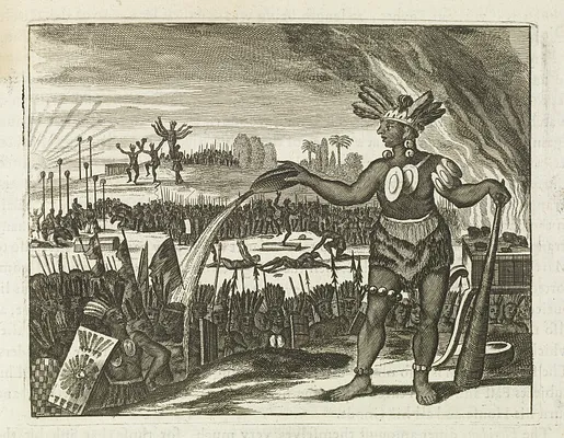 America being the latest, and most accurate description of the Nevv VVorld; containing the original of the inhabitants, and the remarkable voyages thither. The conquest of the vast empires of Mexico and Peru, and other large provinces and territories, with the several European plantations in those parts. Also their cities, fortresses, towns, temples, mountains, and rivers. Their habits, customs, manners, and religions. Their plants, beasts, birds, and serpents. With an appendix, containing, besides several other considerable additions, a brief survey of what hath been discover'd of the unknown south-land and the arctick region. Collected from most authentick authors, augmented with later observations, and adorn'd with maps and sculptures, by John Ogilby Esq; His Majesty's cosmographer, geographick printer ...