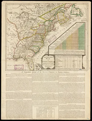 The theatre of war in North America, with the roads, and tables, of the superficial contents, distances, &ca