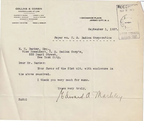 Letters Received to H.H. Barker, September 1, 1927