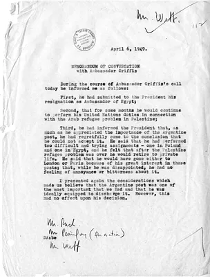 Memorandum of Conversation with Secretary of State Dean Acheson and Ambassador Stanton Griffis