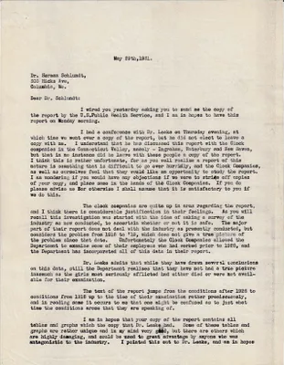 Letters Sent to Dr. Herman Schlundt, May 29, 1931