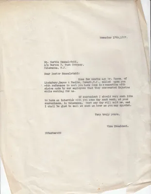 Letters Sent to Dr. Martin Szamalotski, November 17, 1927
