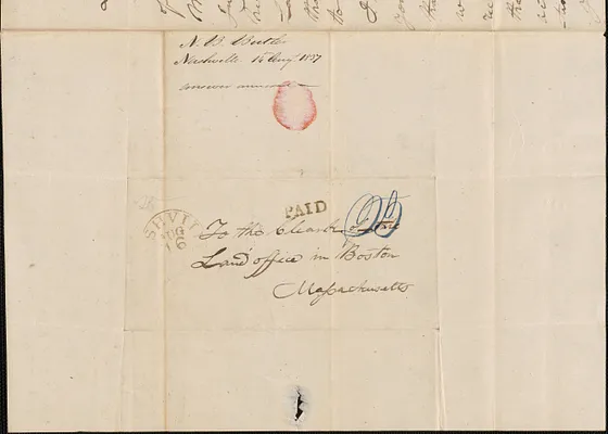 N.B. Butler to the Land Office, 14 August 1837