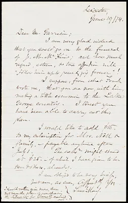 Letter from Samuel May, Leicester, [Mass.], to William Lloyd Garrison, June 19 / [18]74