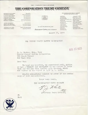 Letters Received to H.H. Barker, August 14, 1933