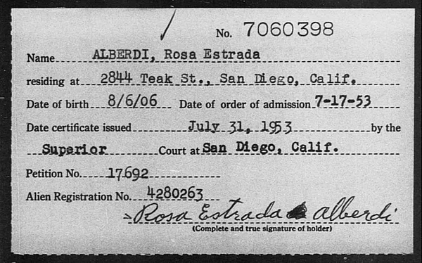 Alberdi, Rosa Estrada - 1953