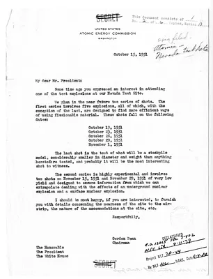 Memorandum from Gordon Dean to President Harry S. Truman