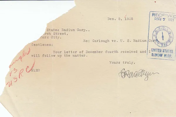 Letters Received, December 5, 1925