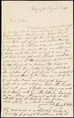 Letter from Hervey Eliphaz Weston to Debora Weston, Friday night, August 1st, 1834