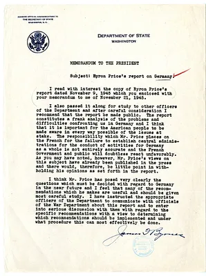 Memorandum from Secretary of State James Byrnes to President Harry S. Truman