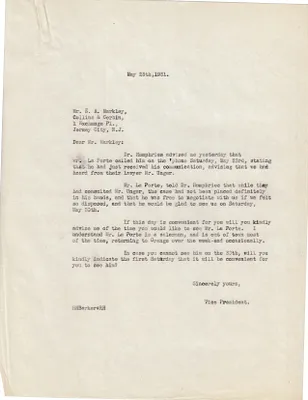 Letters Sent to E.A. Markley, May 25, 1931