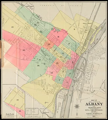 Map of the cities of Albany and Rensselaer and portions of Bath and East Greenbrush, New York