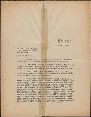 [Elizabeth Glendower Evans] typed letter (copy) to William G. Thompson, Boston, Mass., June 7, 1924