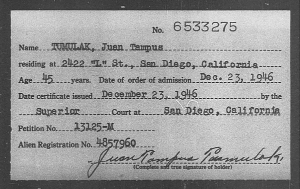 Tumulak, Juan Tampus - 1946
