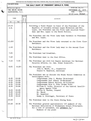President Gerald R. Ford's Daily Diary, September 26, 1975