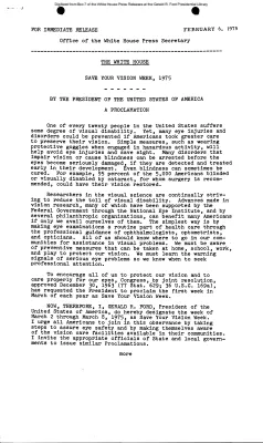 Save Your Vision Week, 1975 [Proclamation]