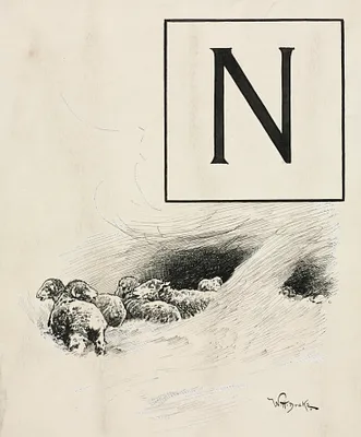 Inital N for Chapter L from "Lorna Doone"