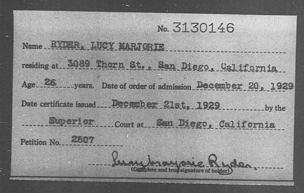Ryder, Lucy Marjorie - 1929