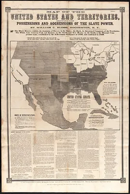 Map of the United States and territories, showing the possessions and aggressions of the slave power