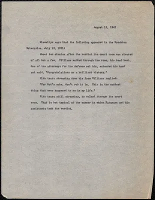 Brockton Enterprise article excerpt, August 12, 1947