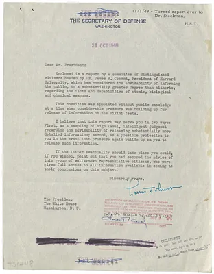 Letter from Secretary of Defense Louis Johnson to President Harry S. Truman