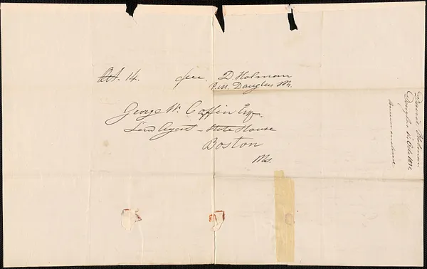 David Holman to George Coffin, 14 October 1834