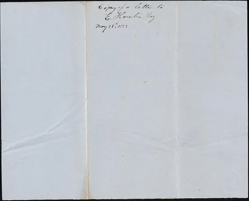 Copy of a letter from Samuel Warner to E. Hamlin, 28 May 1853