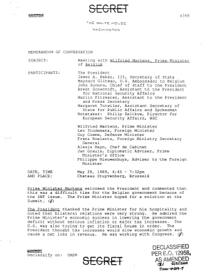 Meeting with Wilfried Martens, Prime Minister of Belgium, May 28, 1989