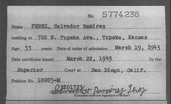 Perez, Salvador Ramirez - 1943