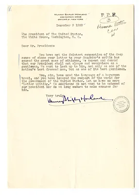 Letter from Murray Shipley Howland to President Harry S. Truman