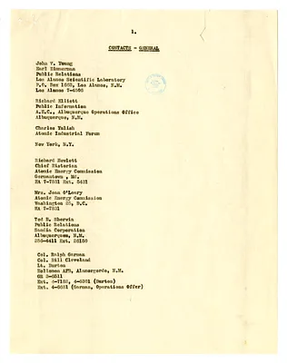 List of Contacts for Lansing Lamont Interviews