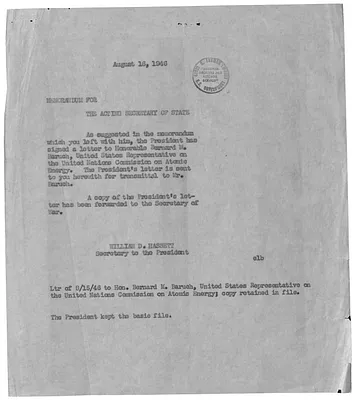 Memorandum from William D. Hassett to the Acting Secretary of State