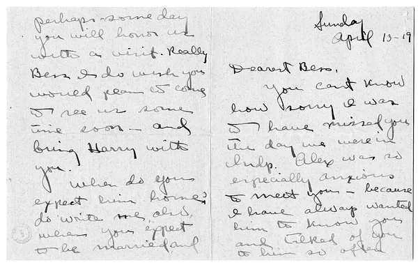 Letter from Mrs. Alex Allen to Bess Wallace