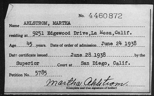 Ahlstrom, Martha - 1938