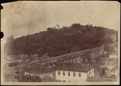 View of aqueduct and village