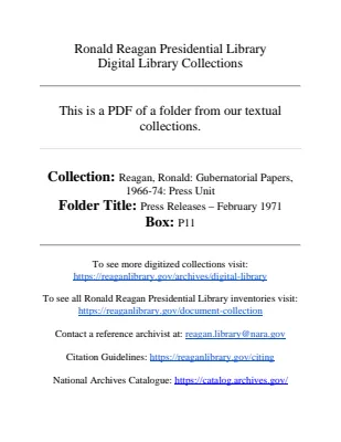 Press Releases - February 1971
