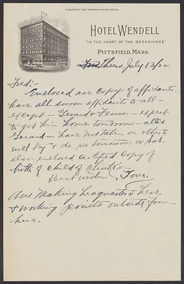 Sacco-Vanzetti Case Records, 1920-1928. Defense Papers. Correspondence to Moore from Doyle, Thomas, July 13, 1922. Box 10, Folder 58, Harvard Law School Library, Historical & Special Collections