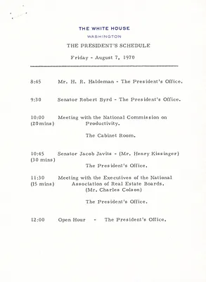 [President's Daily Schedule, July-Aug. 1970] [3 of 3]