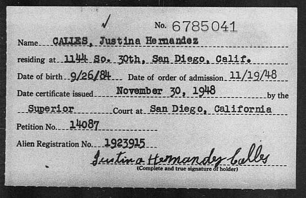 Calles, Justina Hernandez - 1948