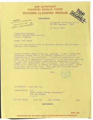 Telegram to Brigadier General John Weir and Colonel R. A. Cutter