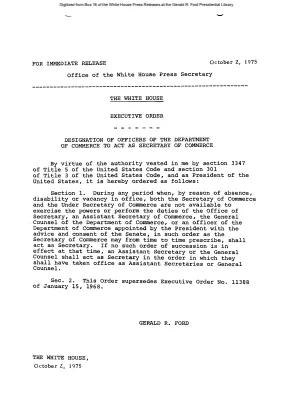 Executive Order Designating Officers of the Department of Commerce to Act as Secretary of Commerce if Necessary [Executive Order]