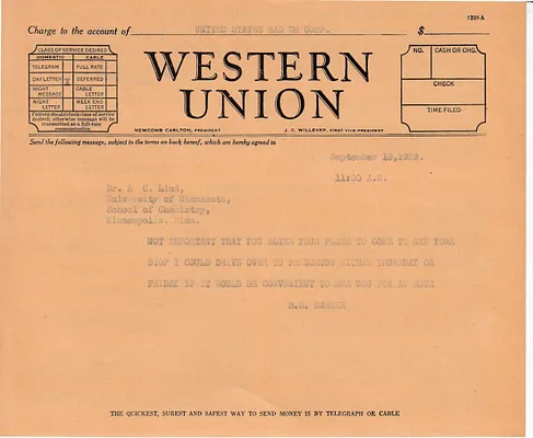 Telegram to S.C. Lind, September 19, 1929