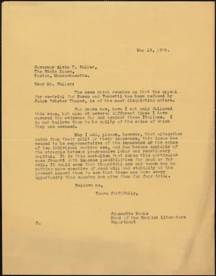 Jeannette Marks typed letter (copy) to Alvan T. Fuller, [South Hadley, Mass.?], May 15, 1926