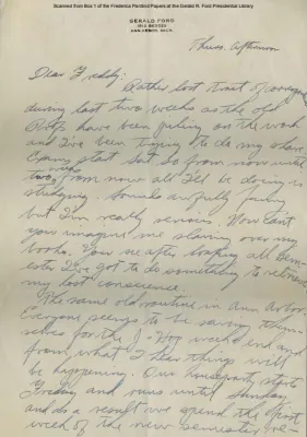 Ford, Gerald R. Letter, 01/25/1934