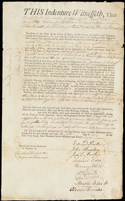 Cornelius Hillman indentured to apprentice with Edward Durant of Fitchburg, 5 July 1798