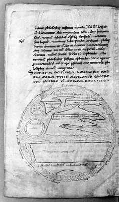 Leaf from Commentarii in Somnium Scipionis: Map of the World