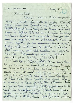 Letter from Margaret Truman to Bess W. Truman
