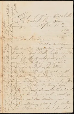 Letter from William Jubb, Lookout Valley, Tenn., to Jabez Jubb, West Chelmsford, Mass., April 10, 1864
